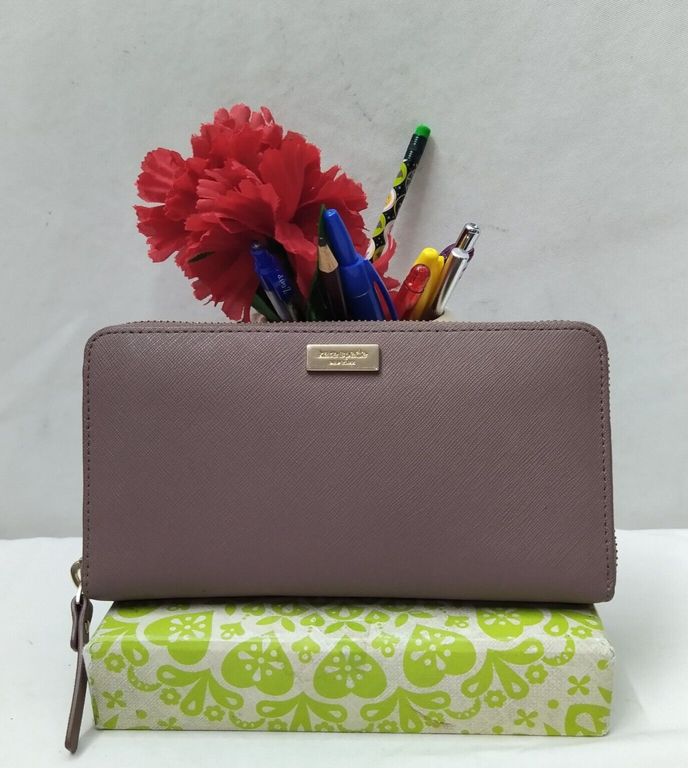 Kate Spade New York Brown Leather Zip Around Credit Card Wallet
